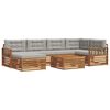 vidaXL Ensemble de canap&eacute;s d'ext&eacute;rieur 7 pc Gris Naturel et Clair