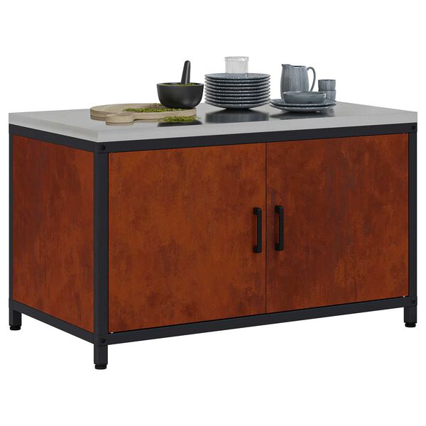 vidaXL Rangement de cuisine avec &eacute;tag&egrave;re Rouill&eacute; 60 x 50 x 92 cm Acier