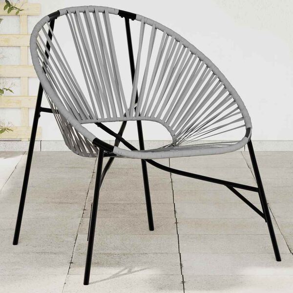 vidaXL Chaise œuf de jardin noir et gris clair résine tressée