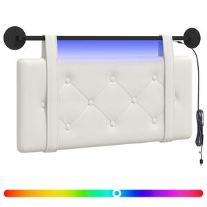 vidaXL T&ecirc;te de lit suspendue Avec lumi&egrave;re LED Blanc Simili cuir