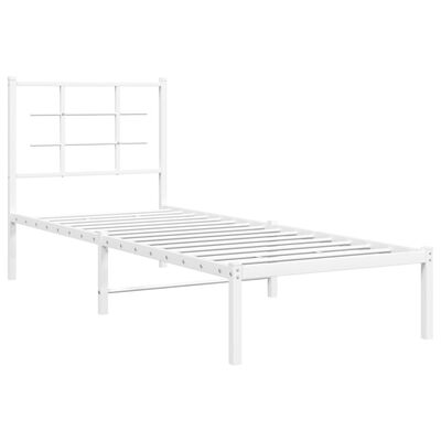 vidaXL Cadre de lit métal sans matelas avec tête de lit blanc 75x190cm