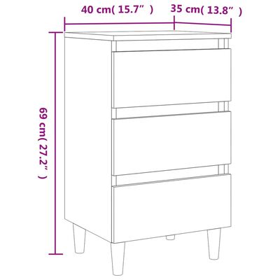 vidaXL Tables de chevet et pieds en bois 2 pcs Chêne fumé 40x35x69 cm