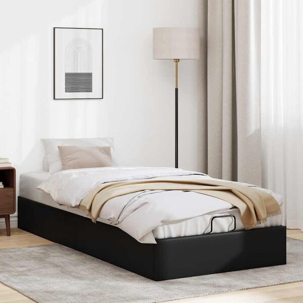 vidaXL Cadre de lit ottoman sans matelas noir 100x200 cm similicuir