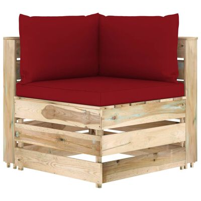 vidaXL Salon de jardin 6 pcs avec coussins Bois imprégné de vert