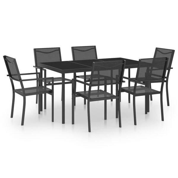 vidaXL Mobilier de salle &agrave; manger d'ext&eacute;rieur 7 pcs Acier