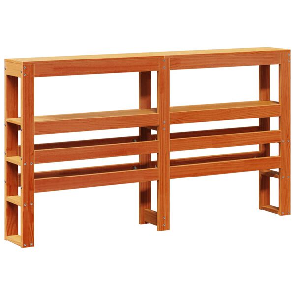 vidaXL T&ecirc;te de lit avec &eacute;tag&egrave;res marron cire 160 cm bois massif de pin