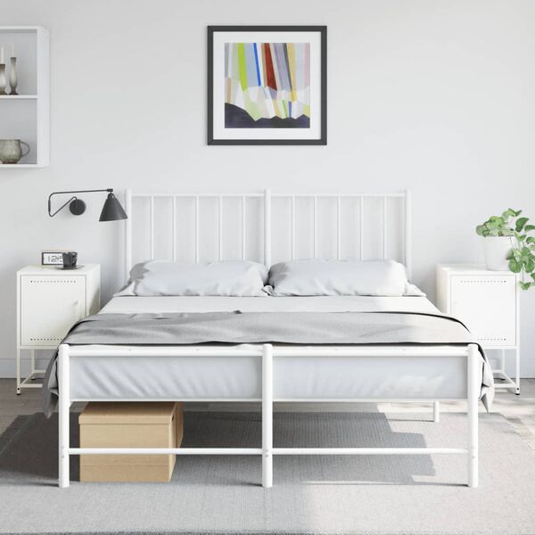 vidaXL Tables de chevet 2 pcs blanc 36x39x60,5 cm acier