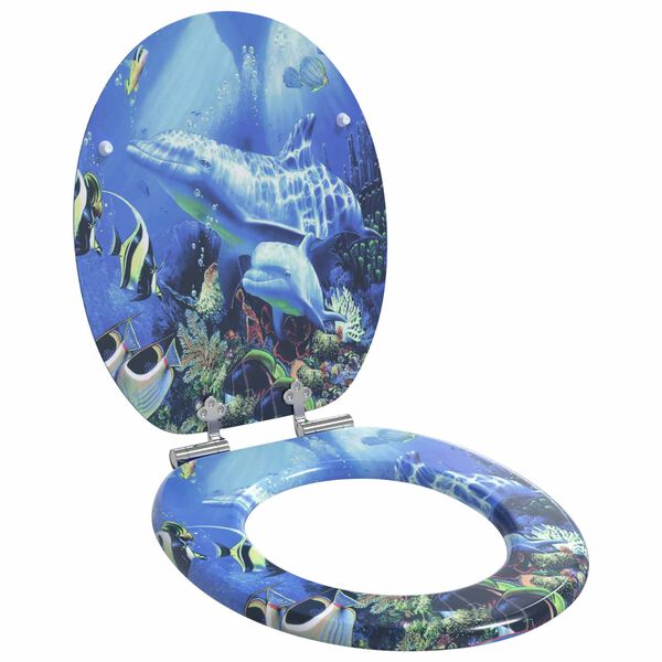 vidaXL Si&egrave;ge de toilette 2 pcs Bleu 44 x 38 cm Panneau MDF