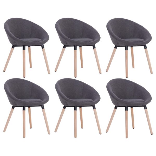 vidaXL Chaises &agrave; manger lot de 6 gris fonc&eacute; tissu