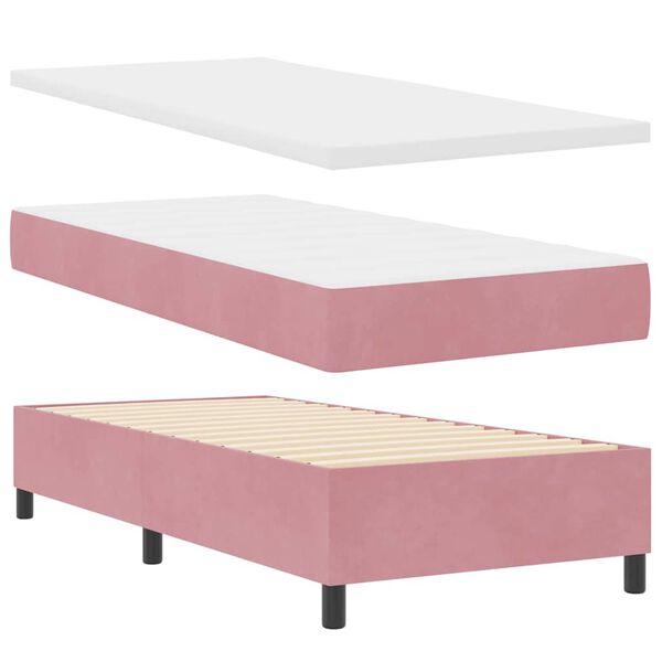 vidaXL Lit &agrave; ressorts avec matelas Rose 90 x 200 cm Velours