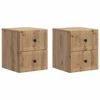 vidaXL Cabinet de chevet mural 2 pcs Ch&ecirc;ne artisanal 33 x 34,5 x 40 cm