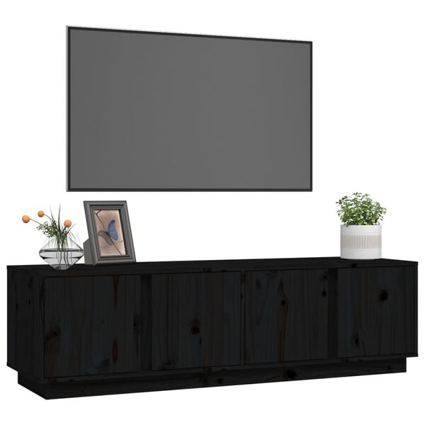vidaXL Meuble TV Noir 140x40x40 cm Bois de pin massif