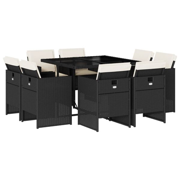 vidaXL Ensemble à manger de jardin et coussins 9 pcs beige Poly rotin