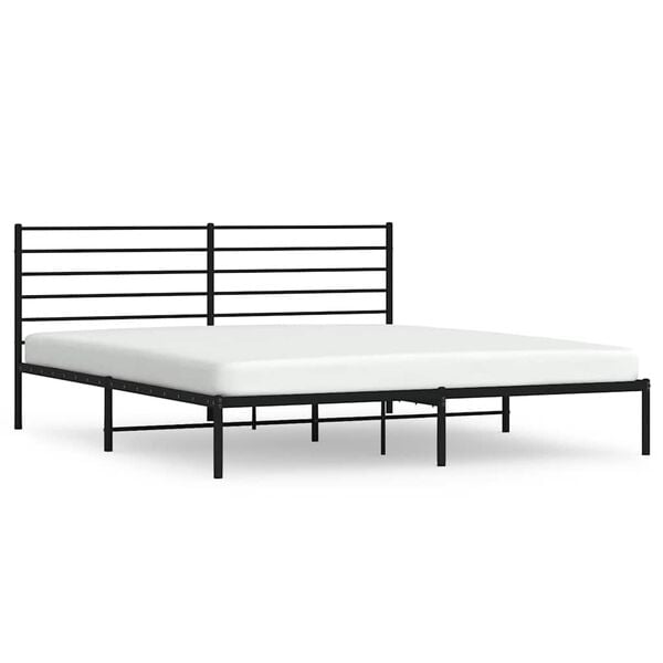 vidaXL Cadre de lit m&eacute;tal sans matelas avec t&ecirc;te de lit noir 183x213cm