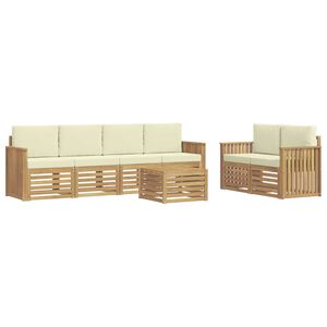 vidaXL Ensemble de canap&eacute;s d'ext&eacute;rieur 7 pc Blanc et cr&egrave;me Polyester