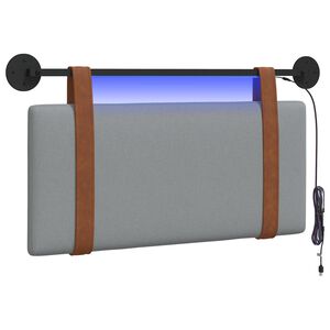 vidaXL T&ecirc;te de lit suspendue Avec lumi&egrave;re LED Gris clair PU antique