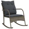 vidaXL Chaise &agrave; bascule de jardin avec coussins gris r&eacute;sine tress&eacute;e