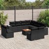 vidaXL Salon de jardin 12 pcs avec coussins noir r&eacute;sine tress&eacute;e