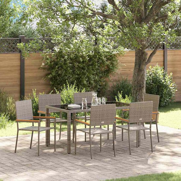 vidaXL Ensemble de salle &agrave; manger pour jardin 7 pcs Gris polyrotin