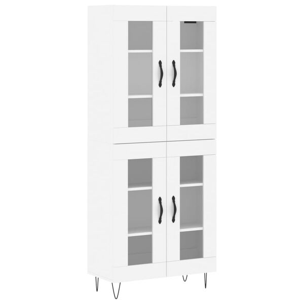 vidaXL Buffet haut Blanc 69,5x34x180 cm Bois d'ing&eacute;nierie