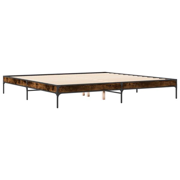 vidaXL Cadre de lit sans matelas ch&ecirc;ne fum&eacute; 200x200 cm