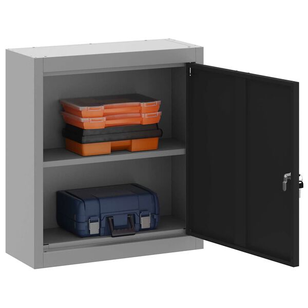 vidaXL Armoire &agrave; outils avec &eacute;tag&egrave;re Noir et gris 50 x 20 x 55 cm