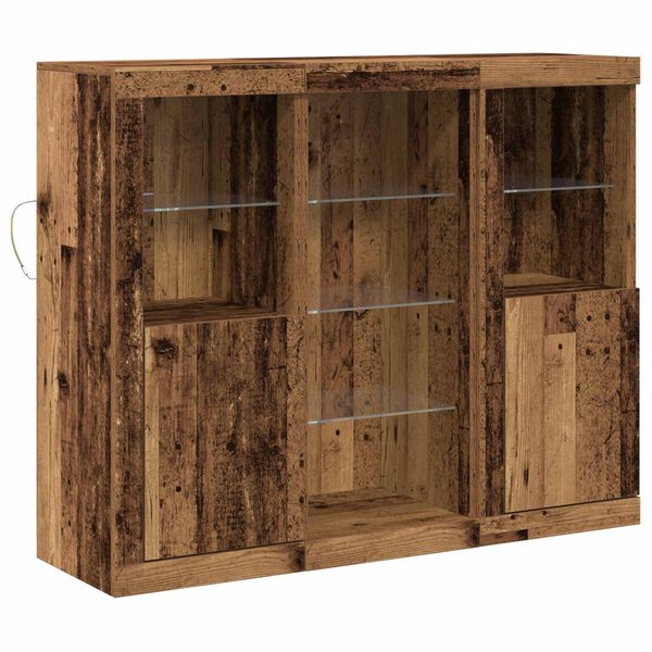 vidaXL Buffet LED Bois ancien 123 x 37 x 100 cm Bois d'ing&eacute;nierie