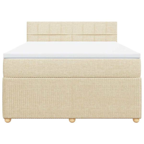 vidaXL Sommier &agrave; lattes de lit avec matelas Cr&egrave;me 160x200 cm Tissu