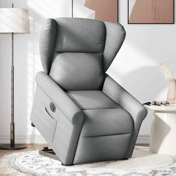 vidaXL Fauteuil inclinable &eacute;lectrique gris clair tissu