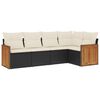 vidaXL Salon de jardin 5 pcs avec coussins noir r&eacute;sine tress&eacute;e