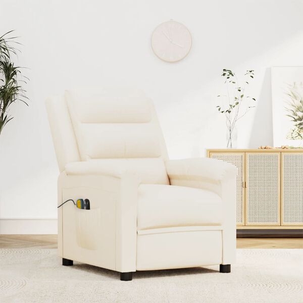 vidaXL Fauteuil de massage électrique Crème Similicuir