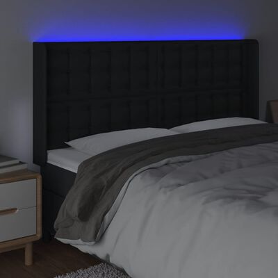 vidaXL Tête de lit à LED Noir 163x16x118/128 cm Similicuir