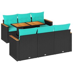 vidaXL Salon de jardin 7 pcs avec coussins noir r&eacute;sine tress&eacute;e