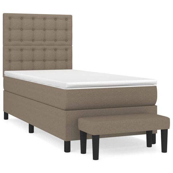 vidaXL Sommier &agrave; lattes de lit avec matelas Taupe 90x200 cm Tissu