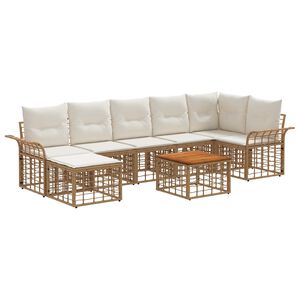 vidaXL Ensemble de canap&eacute;s d'ext&eacute;rieur 8 pcs Blanc Naturel et Cr&egrave;me