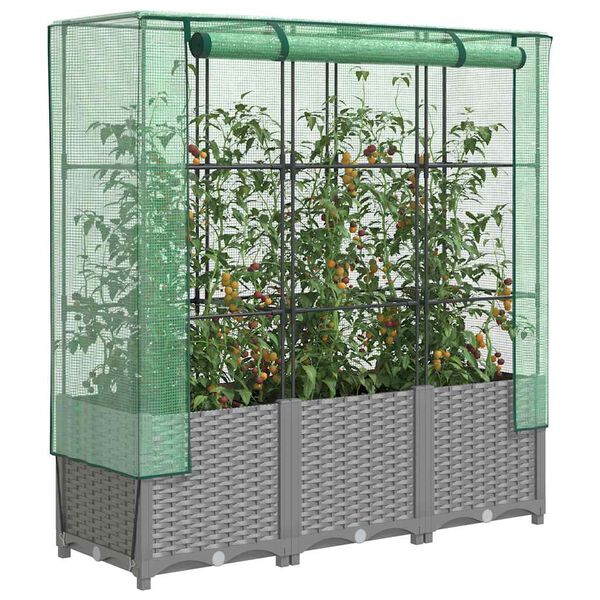 vidaXL Jardini&egrave;re sur&eacute;lev&eacute;e avec housse aspect rotin 120x40x138 cm