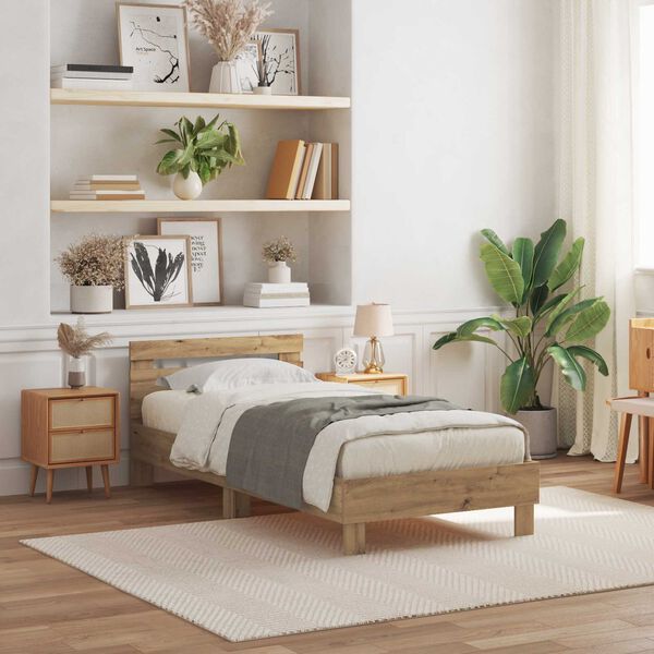 vidaXL Cadre de lit Ch&ecirc;ne artisanal 75 x 190 cm Bois d'ing&eacute;nierie