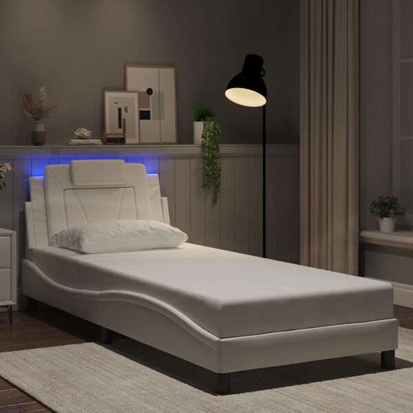 vidaXL Cadre de lit Viana avec LED sans matelas blanc 90x190 cm