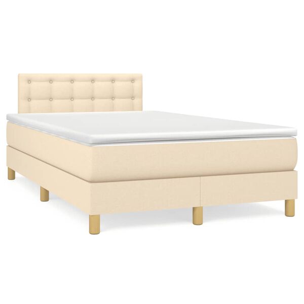 vidaXL Sommier &agrave; lattes de lit matelas et LED cr&egrave;me 120x190 cm tissu