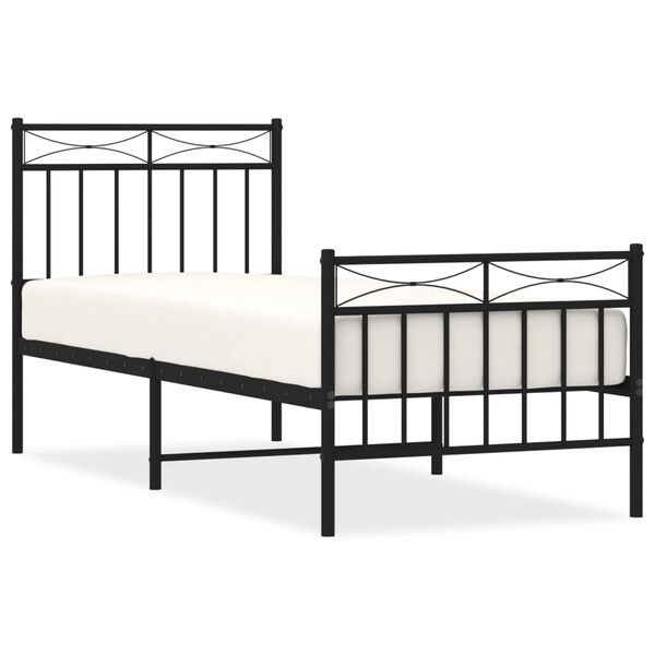 vidaXL Cadre de lit métal sans matelas avec pied de lit noir 75x190 cm