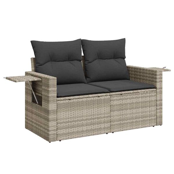 vidaXL Salon de jardin 8 pcs avec coussins gris clair r&eacute;sine tress&eacute;e