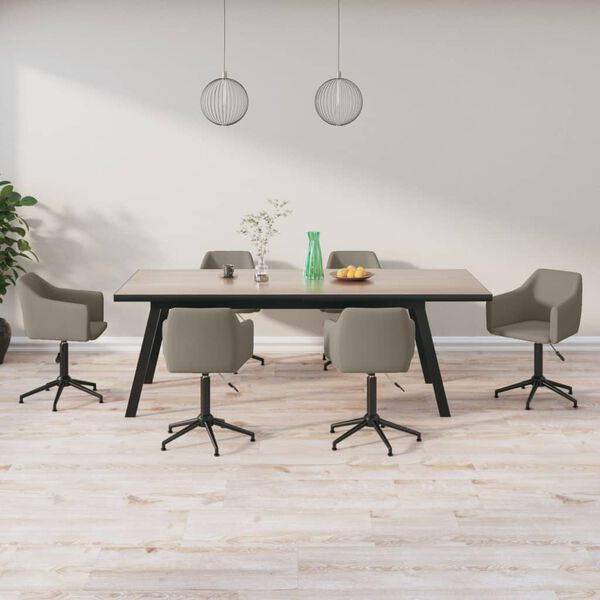 vidaXL Chaises pivotantes &agrave; manger lot de 6 Gris clair Velours