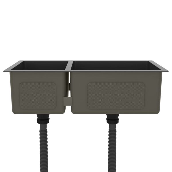 vidaXL &Eacute;vier de cuisine Noir Acier inoxydable