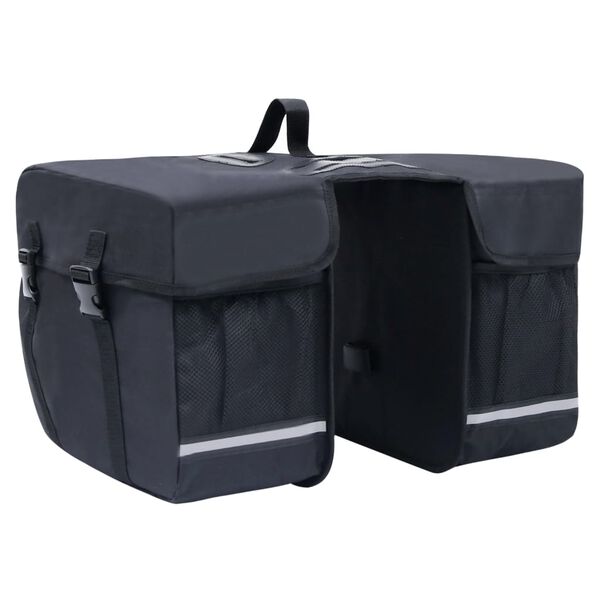 vidaXL Sac de v&eacute;lo double pour porte-bagages &eacute;tanche 35 L Noir