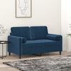 vidaXL Canap&eacute; 2 places et oreillers et coussins Bleu 120 cm Velours