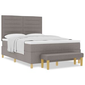 vidaXL Lit &agrave; ressorts avec t&ecirc;te de lit Taupe 200 x 140 cm tissu