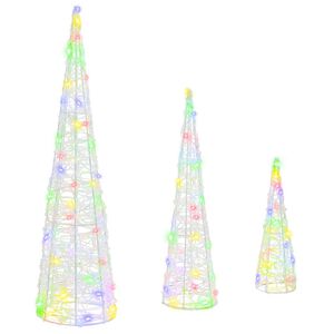 vidaXL Sapin de Noël 3 pcs Multicolore 20 x 20 x 80 cm Acrylique