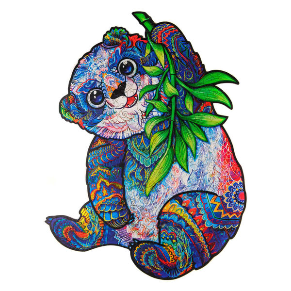 UNIDRAGON Puzzle en bois 215 pcs Serious Panda Moyen 25x33 cm