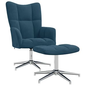 vidaXL Chaise de relaxation avec tabouret Bleu Velours