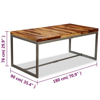vidaXL Table à manger Bois massif et acier 180 cm